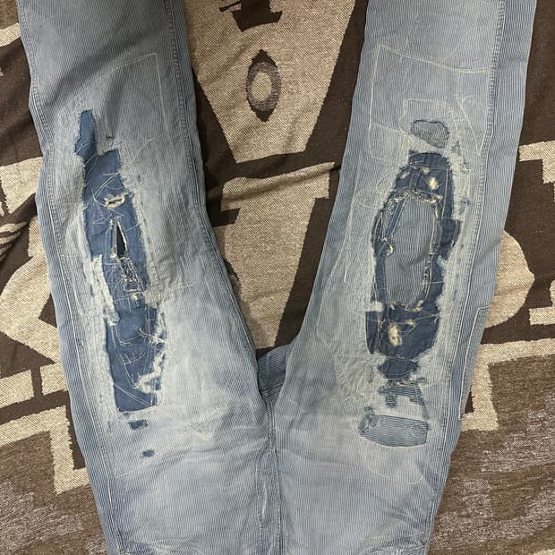 Rrl 빈티지 파이브 포켓 리페어 인디고 팬츠 34