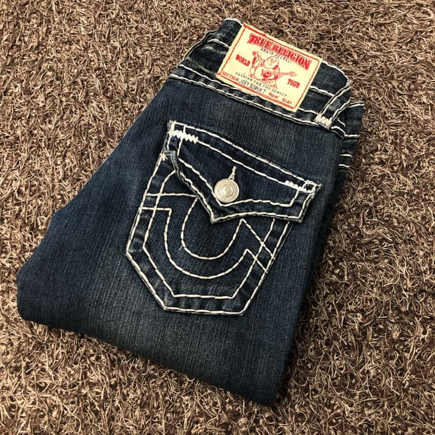 트루릴리전 조이 슈퍼티 플레어 부츠컷 워싱 데님 팬츠