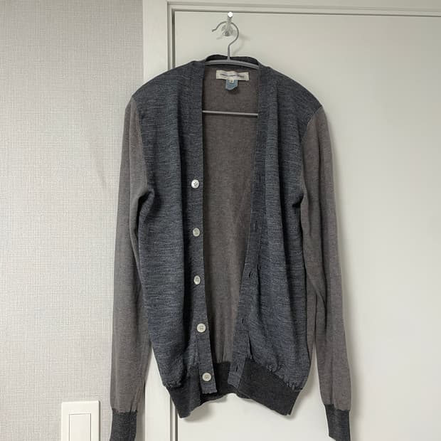 꼼데가르송 shirt 메리노울 그레이 배색 가디건