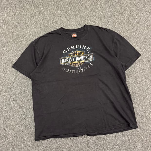 3XL)할리데이비슨 빈티지 프린팅 Bristol 반팔(핀홀)