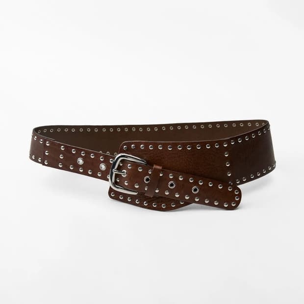 자라 스터드 레더 와이드 벨트