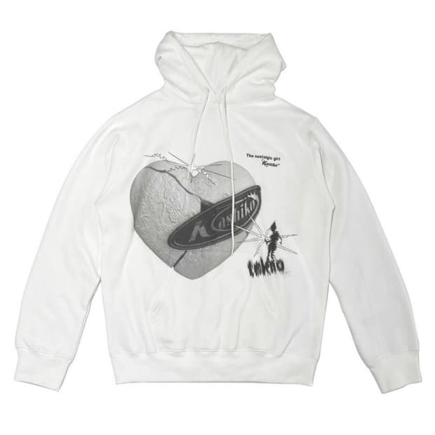 Kashiko love fluffy hoodie white