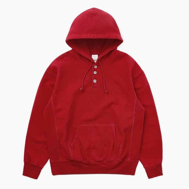 카키스 26ss Half Button Hoodie Red