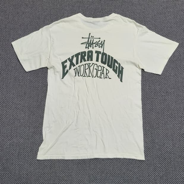 스투시 00s EXTRA 반팔 티셔츠 크림진 (M)