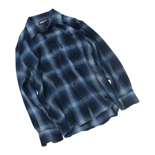 미치코런던 헤링본 체크 블루 플라넬 셔츠