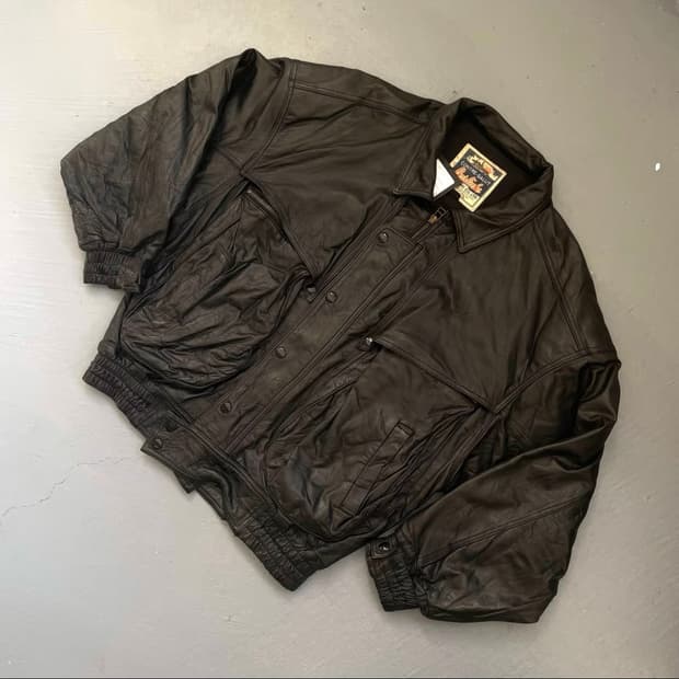 Barbiche 리얼 레더 빈티지 에비에이터 플라이트 자켓