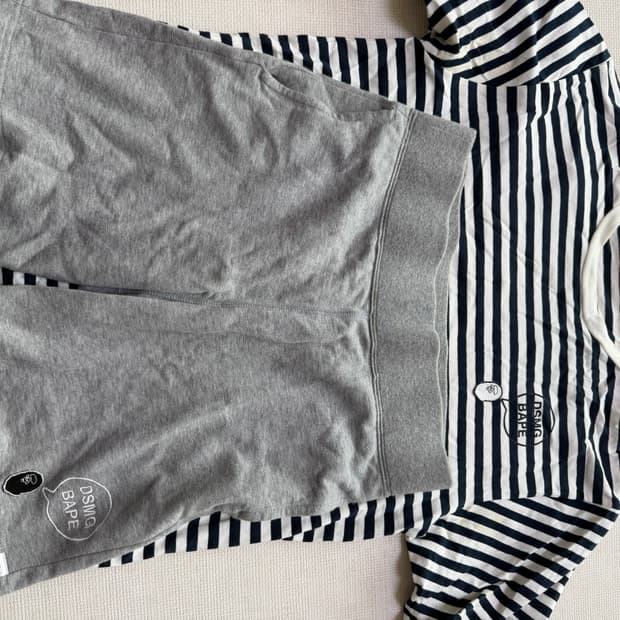 A Bathing Ape DSMG 스트라이프 반팔 반바지 셋업 베이프