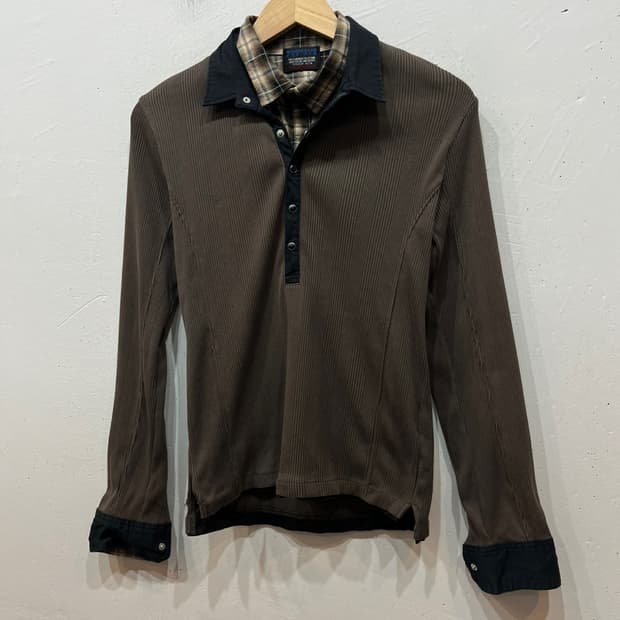 NICOLE CLUB for men 레이어드 골지 립 pk 롱슬리브