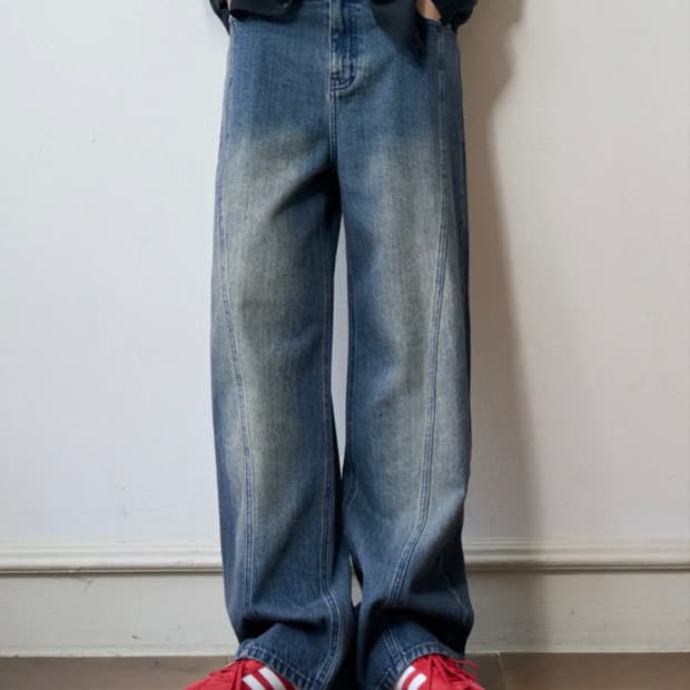 아워데이즈 커브드 와이드 데님 팬츠 L