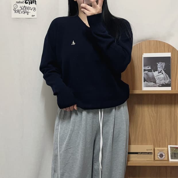 [정품] 빈폴 네이비 화이트로고 니트[ 95 ]