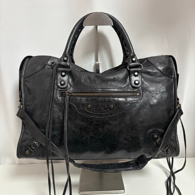 발렌시아가 시티 모터백 블랙 미디움