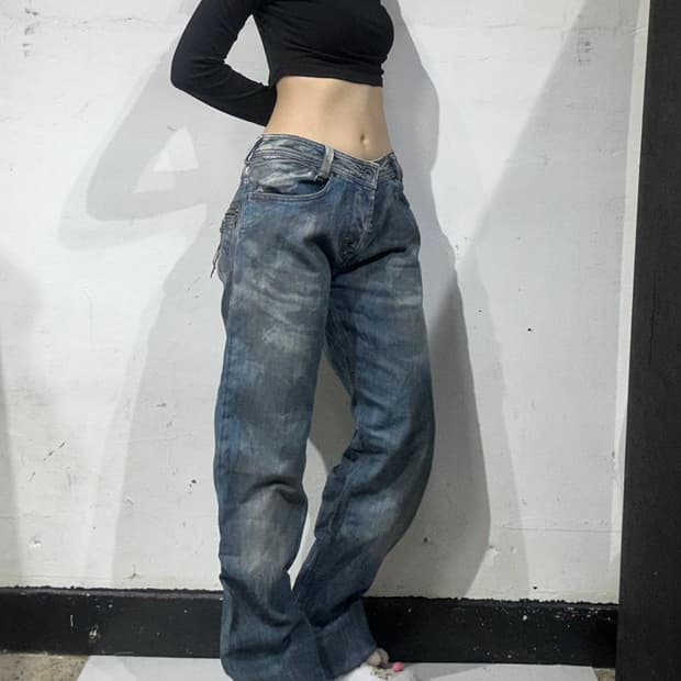 디젤 중청 슬래머 워싱 웨스턴 데님 청바지 