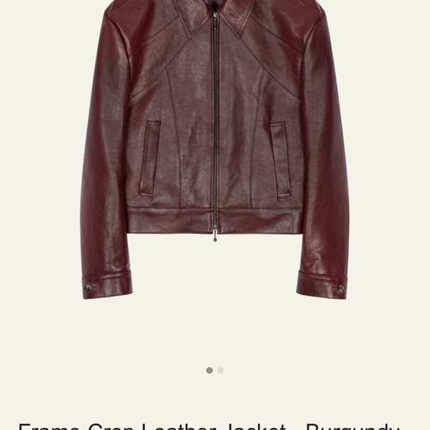 (2) 새상품 웨이비니스 프레임 크롭 레더 자켓 버건디