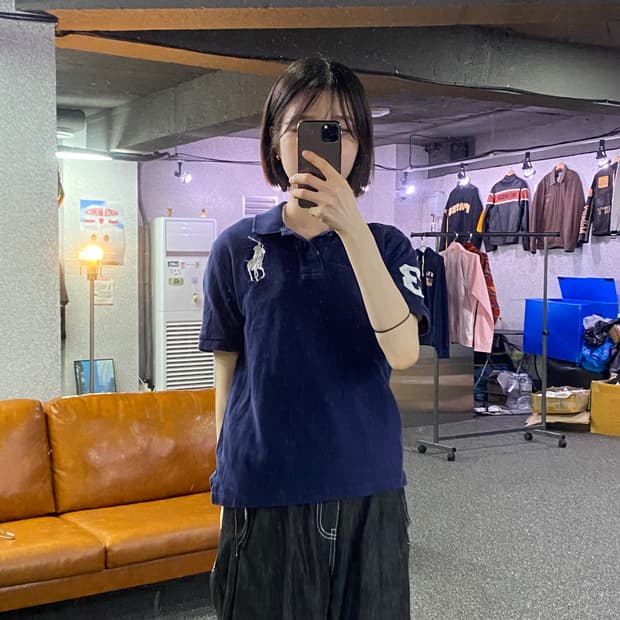 폴로 랄프로렌 빅포니 qr 네이비 클래식핏 카라티 B4755 