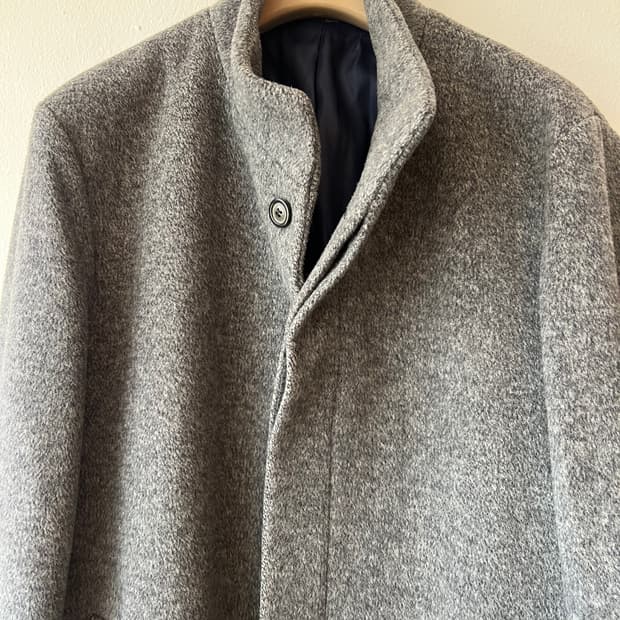 솔리드옴므 남성 그레이 울캐시미어코트 싱글하프코트