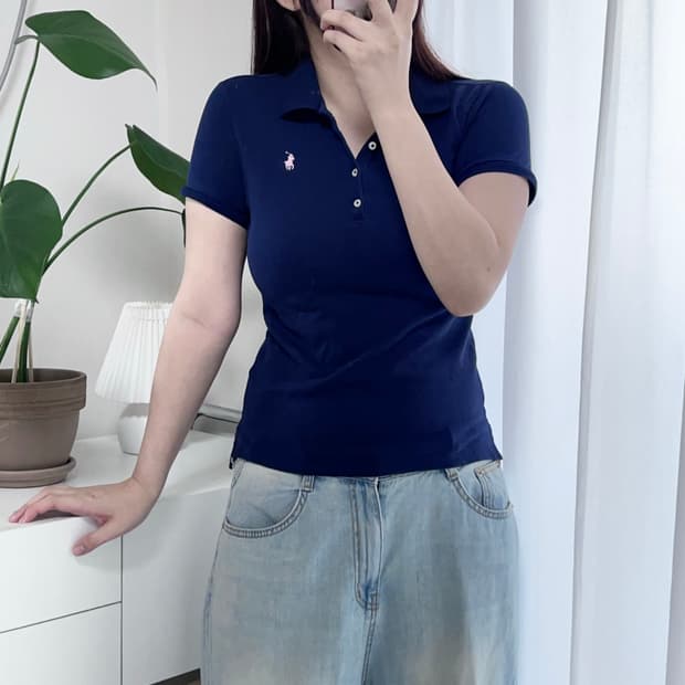 [정품] 폴로 네이비 / 핑크포니 반팔카라티 [ L(12-14) G ]