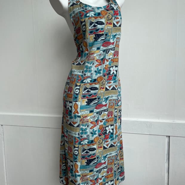 JOHN MALLORY 에스닉 패턴 백리본 원피스