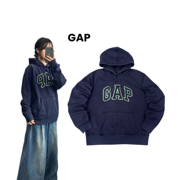 갭 Y2K 빅로고 후드티 네이비