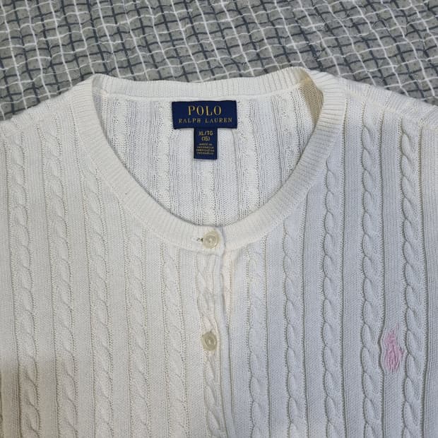 폴로 랄프로렌 케이블 니트 가디건 화이트