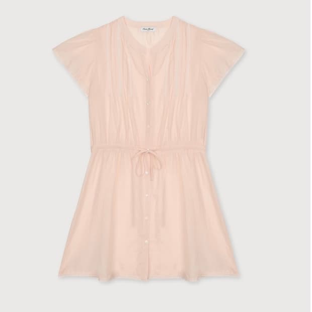 온무드 DEW LACE PINTUCK DRESS - PEACH