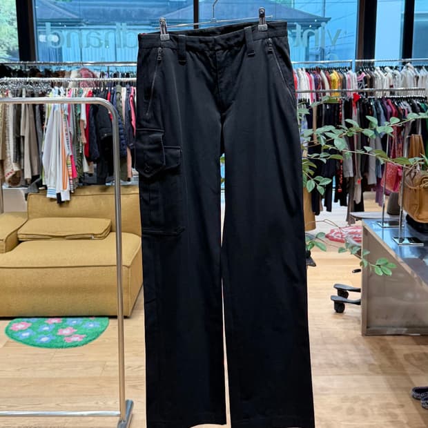 프라다 블랙 포켓 코튼 팬츠 