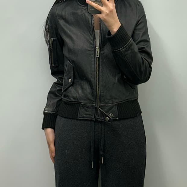 Vintage 빈티지 블랙 레더 봄버 자켓