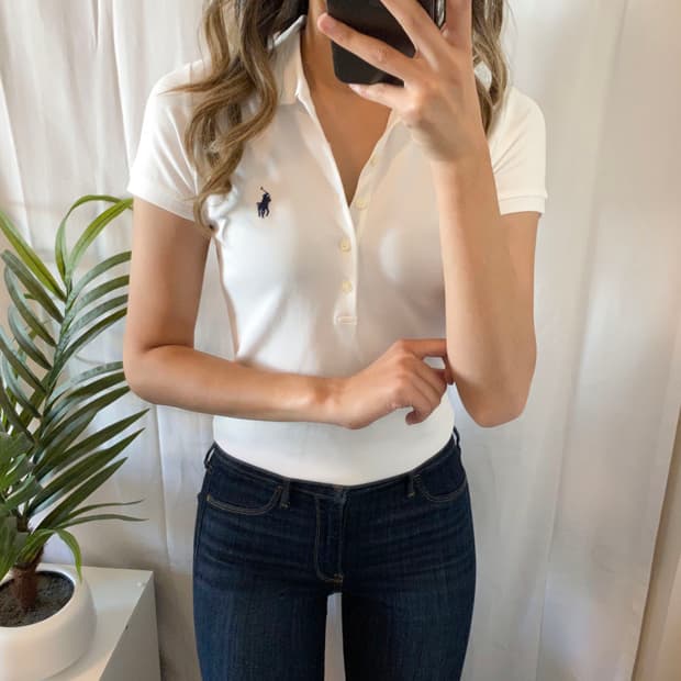 폴로 슬림핏 카라 버튼 반팔티