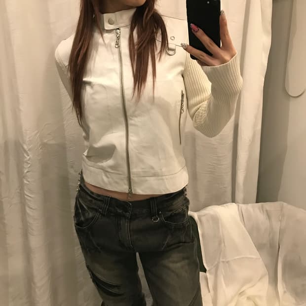 Marella 마렐라 갸루 펑크 레더 자켓