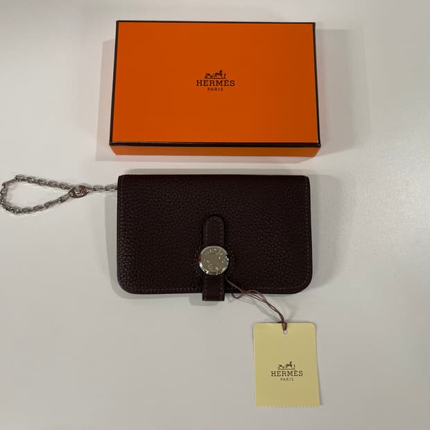 에르메스 도곤 카드지갑 체인 쇼콜라 Hermes