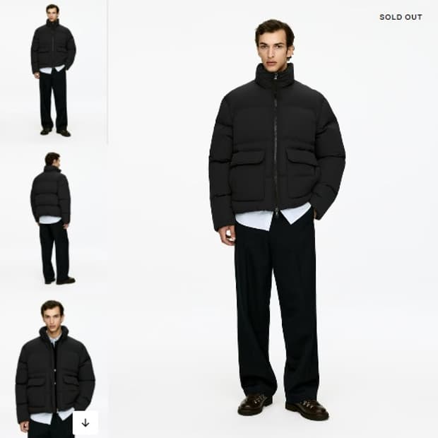 ARKET 남성 다운 재킷 블랙 XL (25FW 신상)