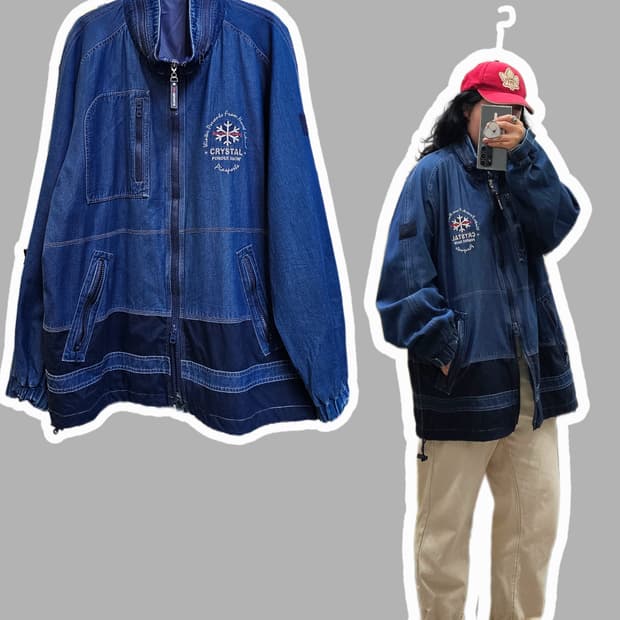 Pia sports 2way zip-up 데님 아우터