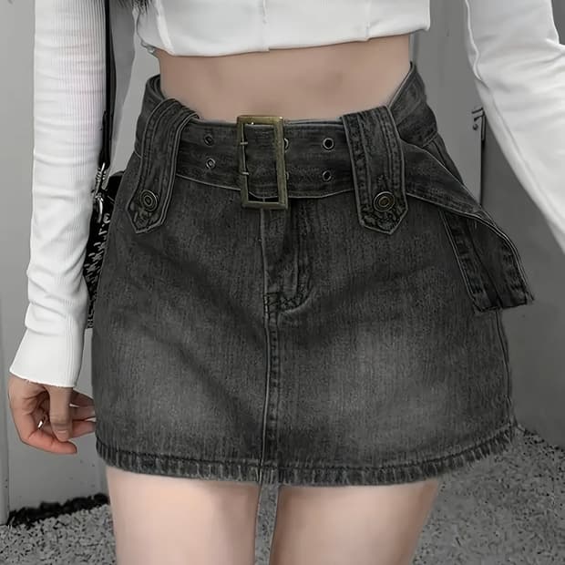 흑청 데님 치마