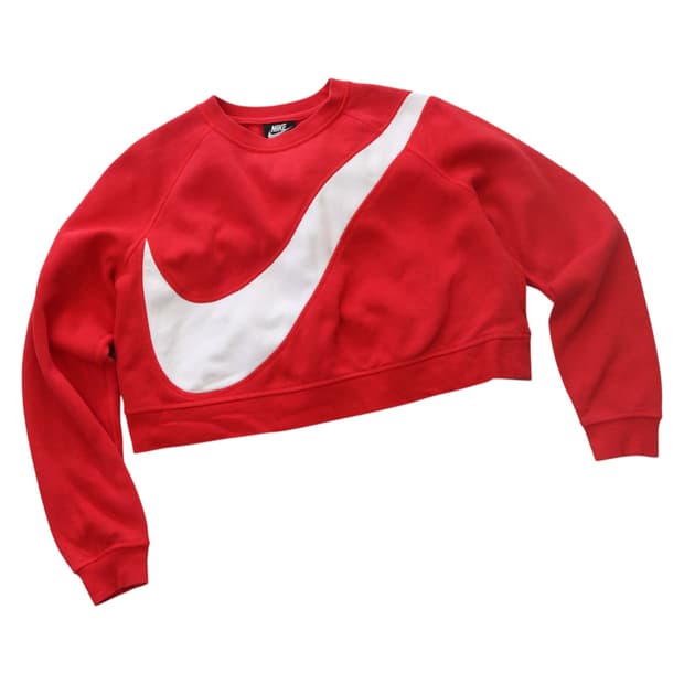 나이키 빅로고 스우시 레드 크롭 맨투맨