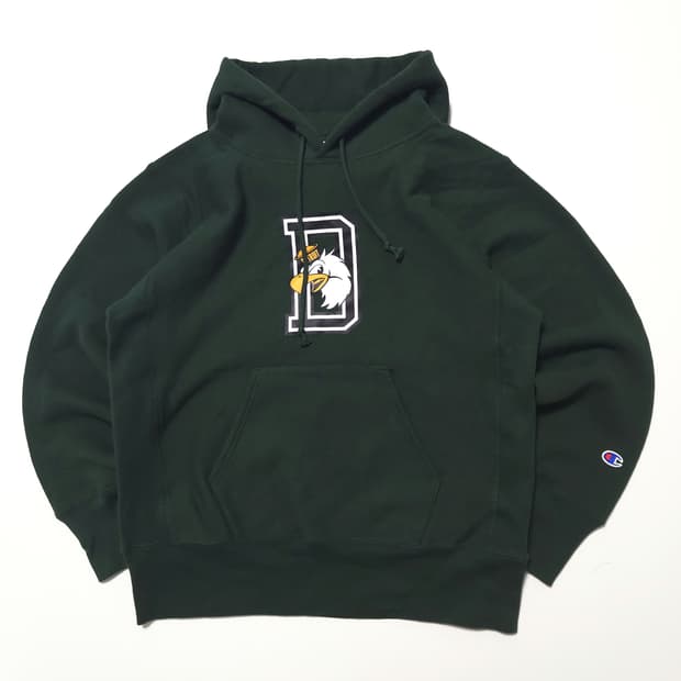 챔피온 블루택 리버스위브 기모 후드 티셔츠 딥그린