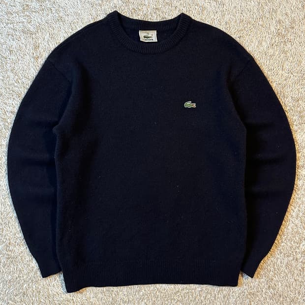 라코스테 LACOSTE 라운드넥 울 니트 블랙