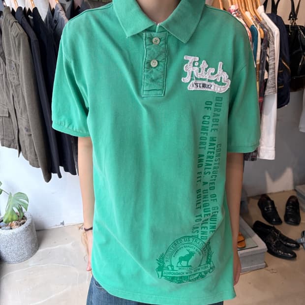 Abercrombie 애플 그린 카라 티셔츠 XL