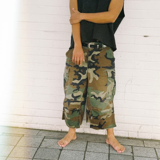 Woodland camo 와이드핏 버뮤다
