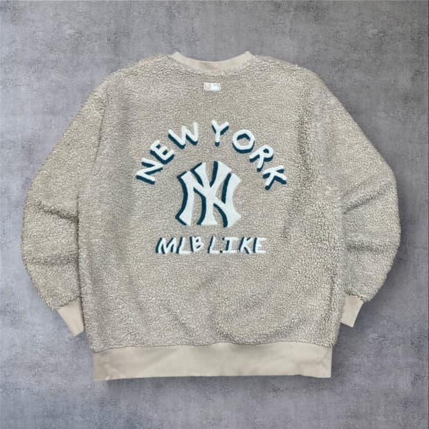 MLB 뉴욕양키스 빅로고 아이보리 플리스 맨투맨