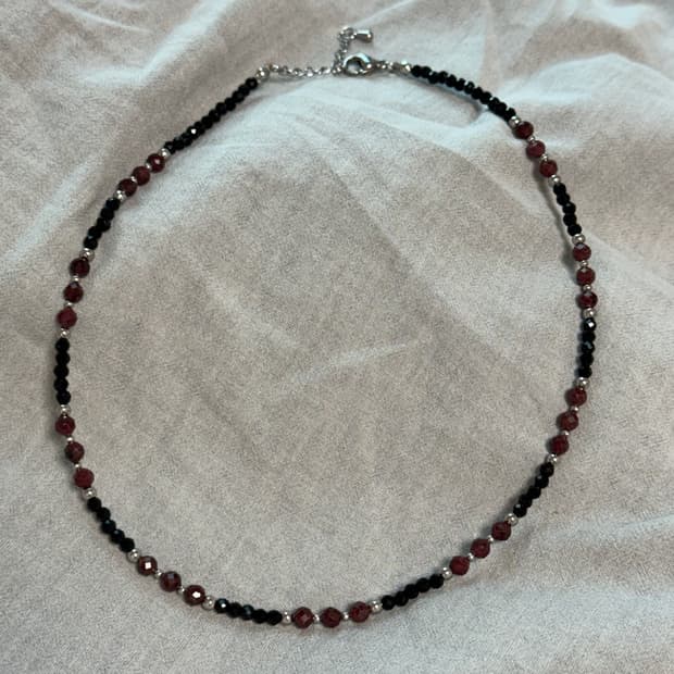 (맞춤) 천연석 가넷 오닉스 믹스 원석 목걸이