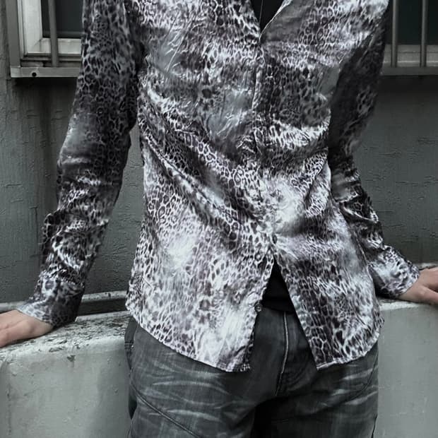 2000s 토네이도마트 v-kei 레오파드 셔츠