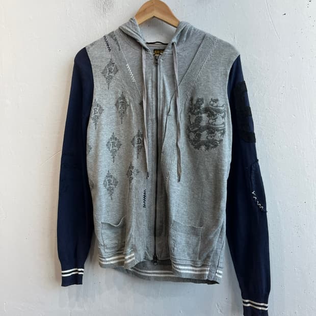 RARE 데미지 엘보패치 후드집업 