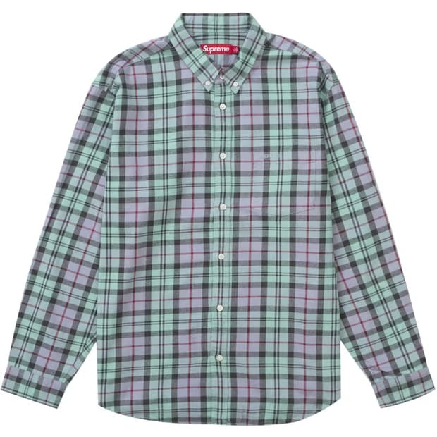 (새상품) 슈프림 플레이드 플란넬 셔츠 블루 - 24FW