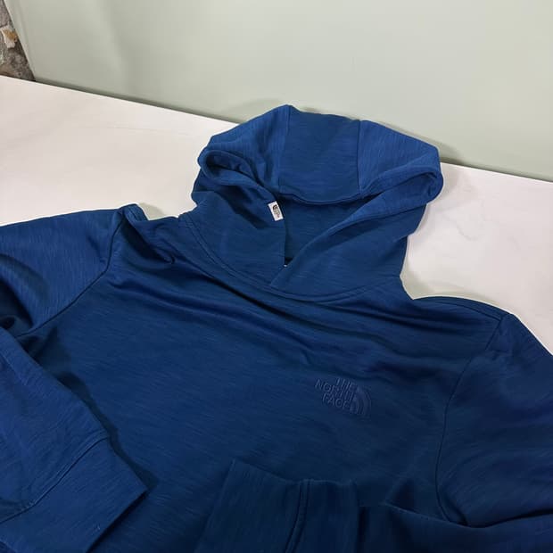 M-L 95 노스페이스 기본로고 블루 폴리후드티 남여공용