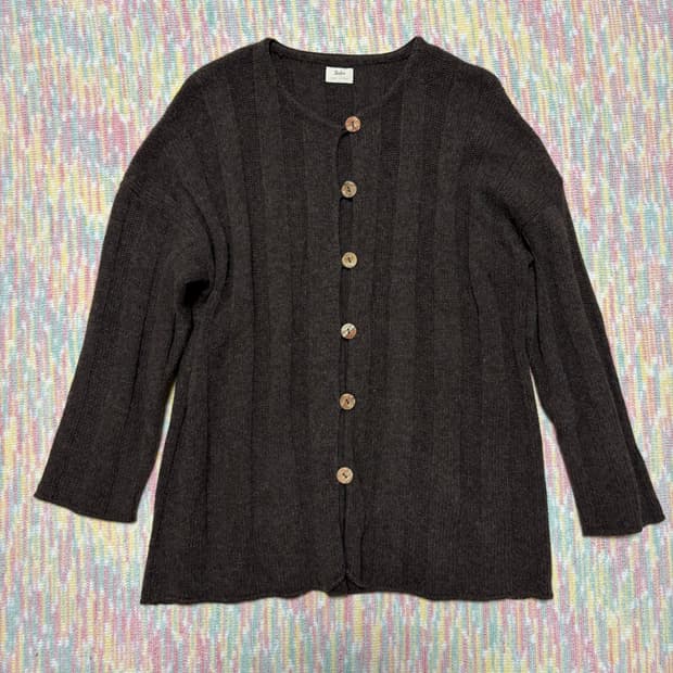 브라운 울 니트 가디건