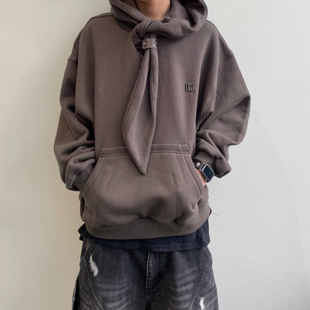 (50) 24fw 우영미 매듭 후드티 그레이