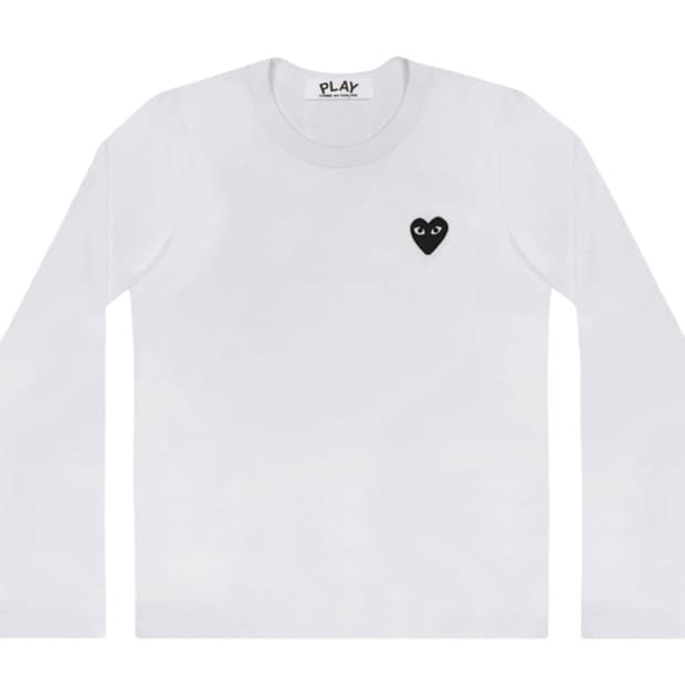 (새상품) 꼼데가르송 롱슬리브 화이트 M 블랙 하트