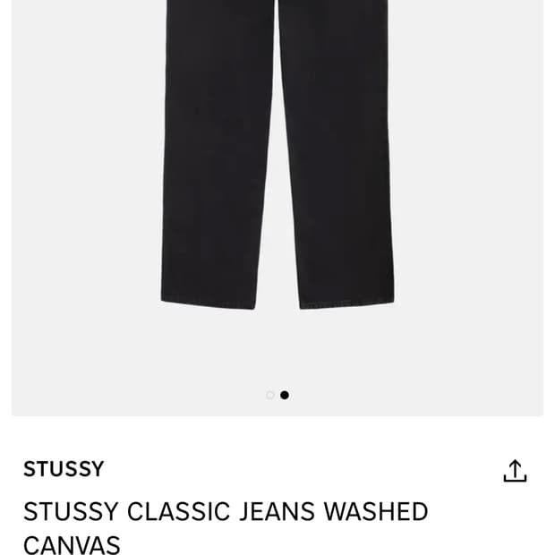 스투시 클래식 진 워시드 캔버스 블랙 데님 판매합니다 30