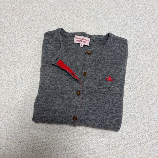 비비안웨스트우드 레드라벨 그레이 울 가디건