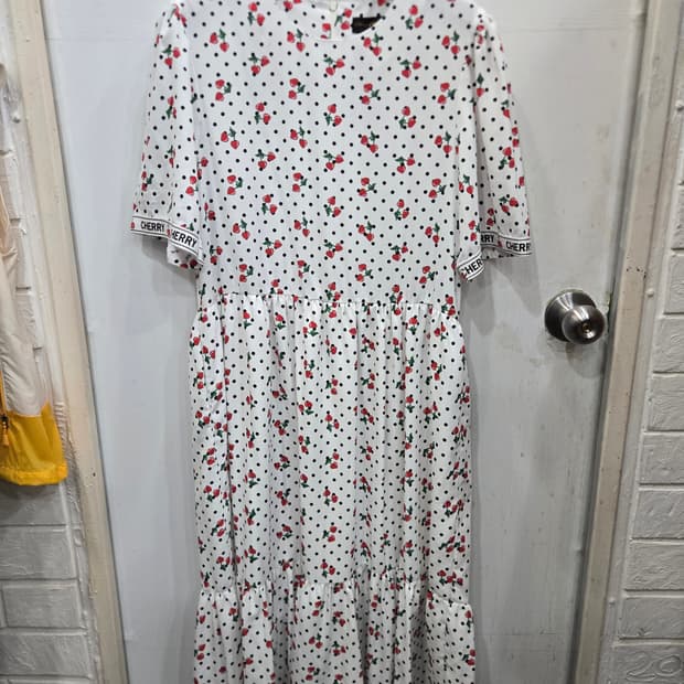 S,90,크게나옴)) 체리 도트 롱 원피스! 실물 짱 귀엽고 이뻐용~