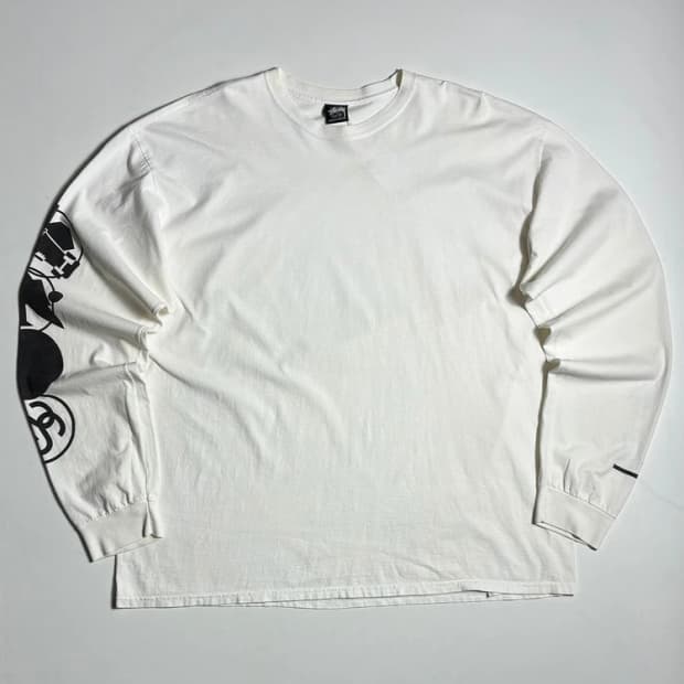 스투시 STUSSY 스택드 피그먼트 다이트 화이트 롱 슬리브 R2523